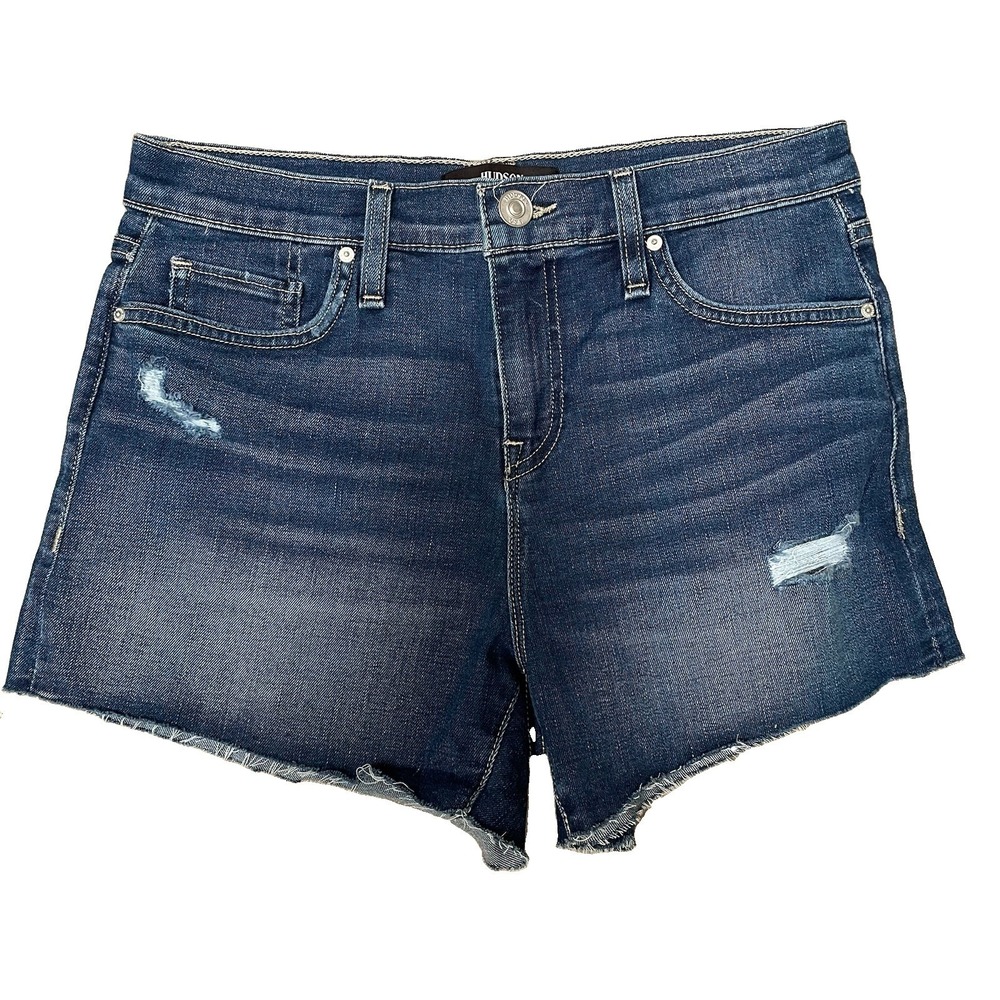 Hudson Gemma Cut-Off Mid Rise Distressed Denim Shorts Size 26 Blue